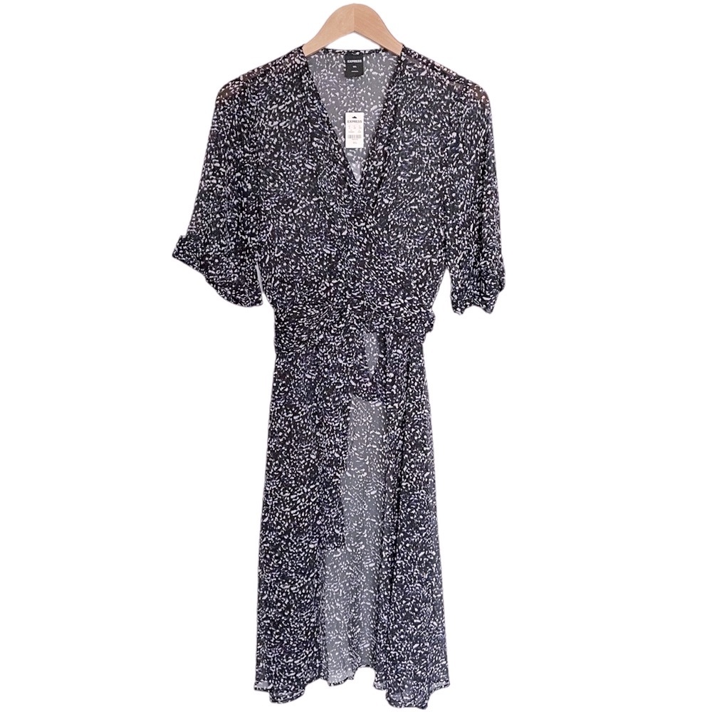 Express Printed Wrap Front Kimono Cover-up - Picture 4 of 10